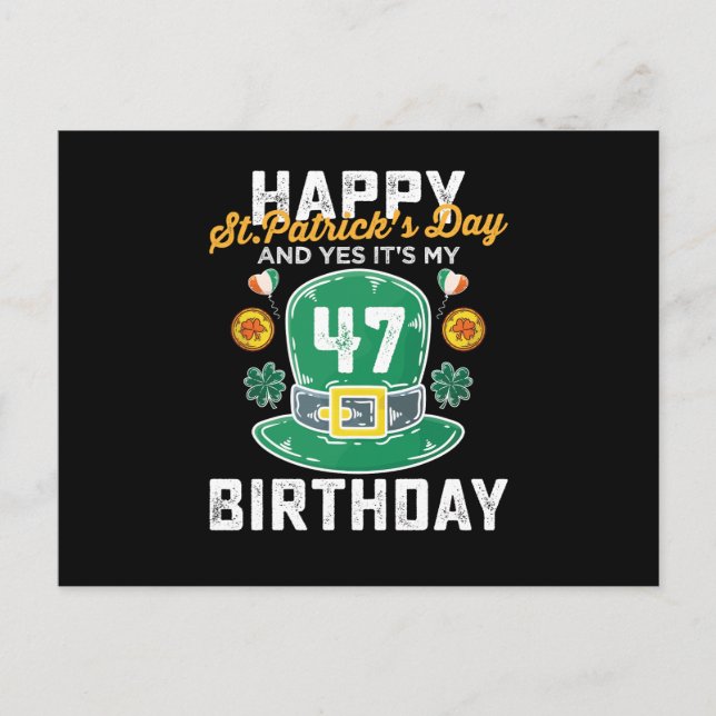 Postal Feliz Día De St Patricks Y Sí Es Mi Cumpleaños De  (Anverso)