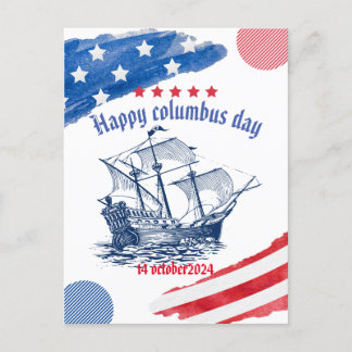 Postal feliz día del columbus usa 14 de octubre