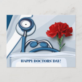 Postal Feliz Día del Médico. Clavel Rojo