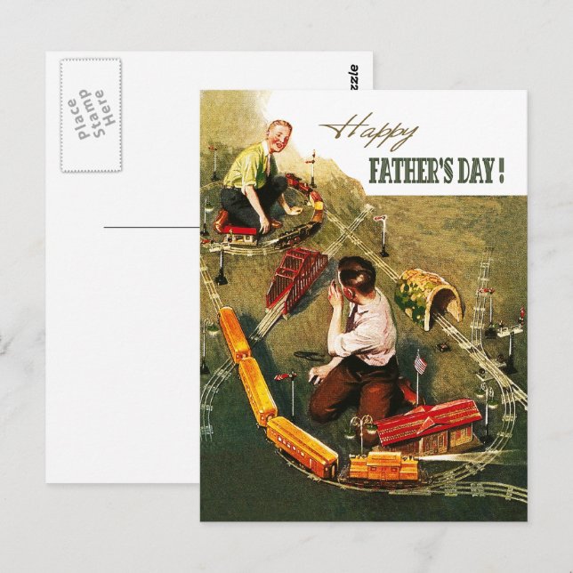 Postal Feliz Día del Padre. Arte de vintage (Anverso / Reverso)