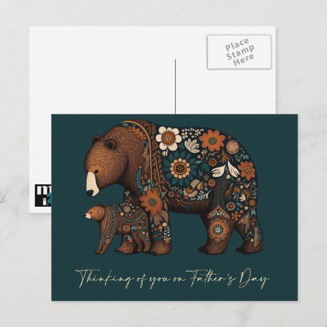 Postal Feliz Día del Padre con arte popular (Anverso / Reverso)
