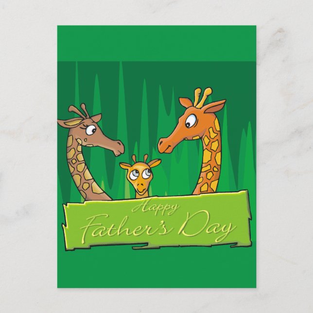 Postal Feliz Día del Padre de la Familia Giraffe (Anverso)