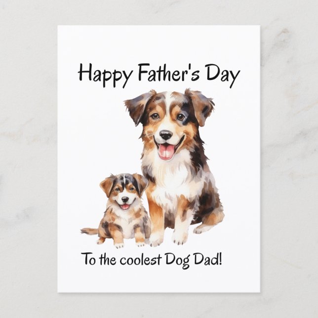 Postal feliz día del padre de perro al papá más genial (Anverso)