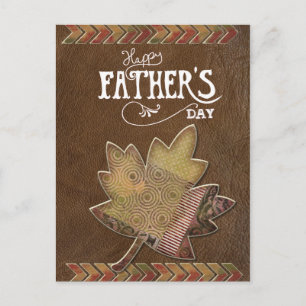 Postal Feliz Día del Padre - Hoja de Maíz de Cuero Marrón