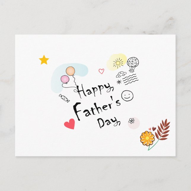 Postal ¡Feliz Día del Padre! Mano dibujada (Anverso)