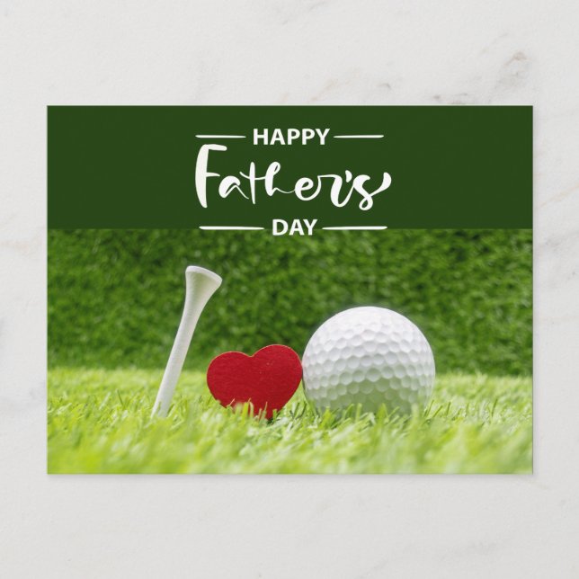 Postal Feliz Día del Padre para jugar al golf en verde co (Anverso)