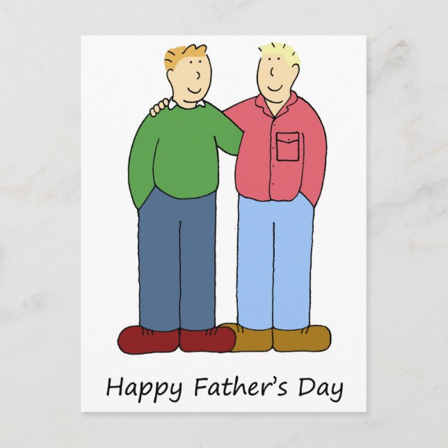 Postal Feliz Día del Padre Pareja Masculina Gay (Anverso)