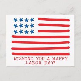 Postal Feliz Día del Trabajo | Bandera americana dibujada