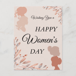 Postal Feliz Día Internacional de la Mujer Foliaje Acuare