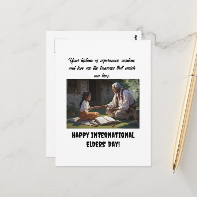 Postal feliz día internacional de los ancianos (Anverso/Reverso In Situ)