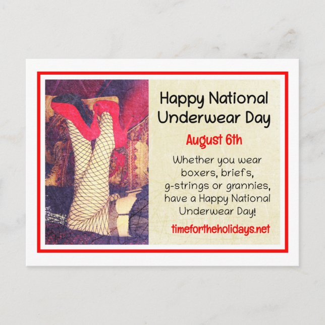 Postal Feliz Día Nacional de la Ropa Interior, 6 de agost (Anverso)