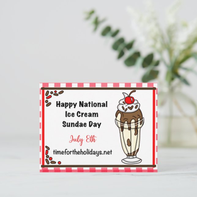 Postal Feliz Día Nacional del Helado Cream Sundae, 8 de j (Anverso de pie)