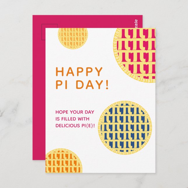 Postal "¡Feliz Día Pi!" Delicious Pi(e) | Publicación del (Anverso / Reverso)