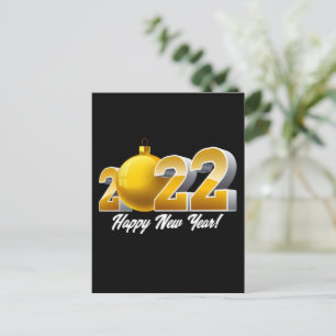 Postal Feliz diseño de Año Nuevo 2022 con bolas de oro