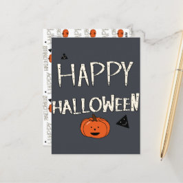 Postal Feliz diseño de calabaza de Halloween