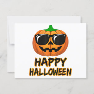 Postal Feliz disfraz de Halloween divertida calabaza