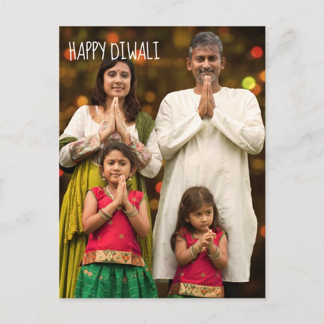Postal Feliz Diwali completo Añadir tu festividad familia (Anverso)