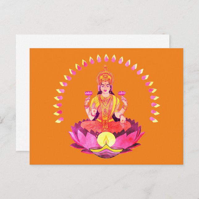 Postal Feliz Diwali - Diosa Deepalavi Lakshmi 1 (Anverso / Reverso)