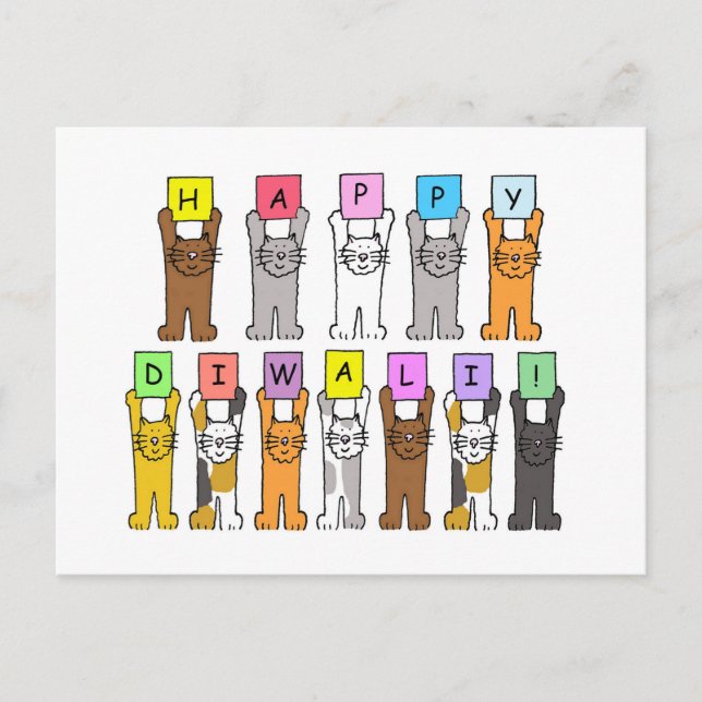 Postal Feliz Diwali, gatos Personalizados. (Anverso)