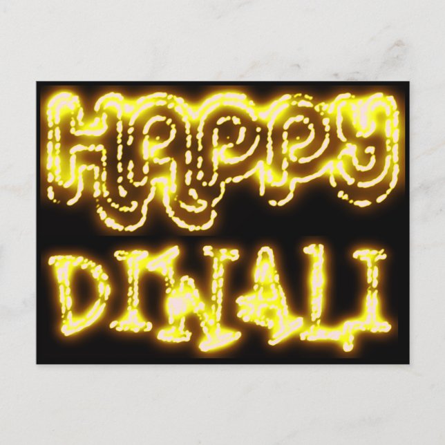 Postal Feliz Diwali Yellow Golden Lights Typography (Anverso)