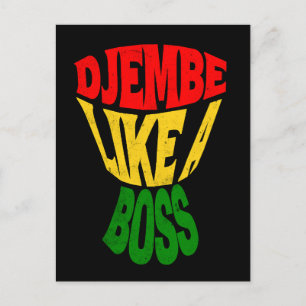 Postal Feliz Djembe como un jefe de la tipografía african