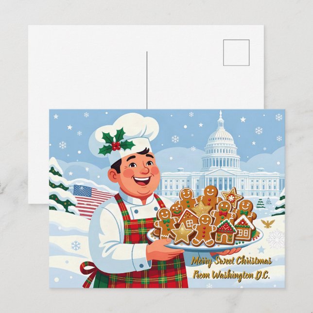 Postal Feliz dulce Navidad desde Washington DC (Anverso / Reverso)
