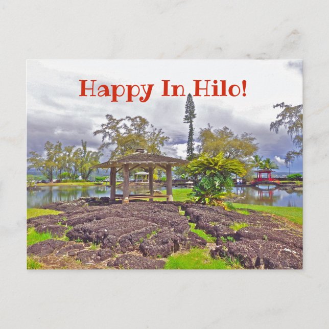POSTAL "FELIZ EN HILO"/POSTAL DE LOS JARDINES DE LILIUOKA (Anverso)