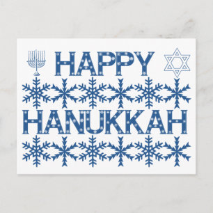 Postal Feliz Estrella de Hanukkah de David Menorah Snowfl