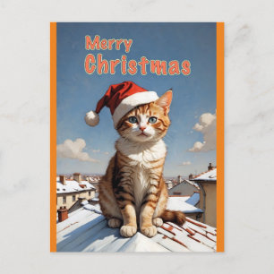 Postal feliz felino de navidad