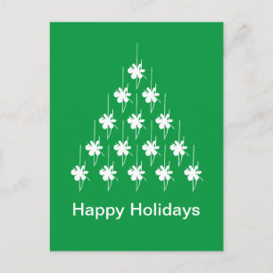 Postal Feliz feriado Árbol de Navidad de nieve blanca ver