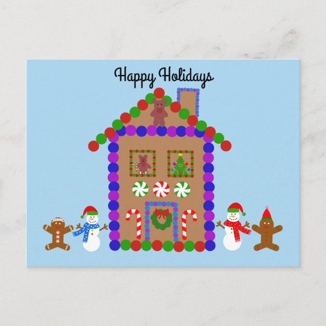 Postal Feliz feriado Casa de Gingerbread #1 Postcard (Anverso)