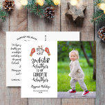 Postal Feliz feriado, clima dulce, mi foto favorita<br><div class="desc">Se propaga la alegría de las vacaciones con esta linda postal que incluye la cita "El clima dulce es mi clima favorito" - acentuada con adorables mitones de invierno y una taza de chocolate caliente todo junto a tu foto. El reverso muestra los saludos, nombres y notas de su personalizado...</div>