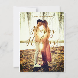 Postal Feliz feriados marrón agregar pareja de fotos fech