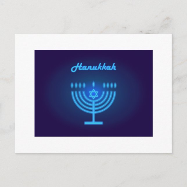 Postal Feliz Festival de las Luces de Hanukkah, logo de M (Anverso)