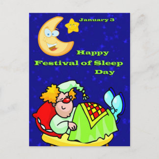 Postal Feliz Festival de Sleep Day el 3 de enero