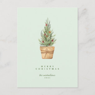 Postal FELIZ FESTIVIDAD, Green Christmas Tree Postcard
