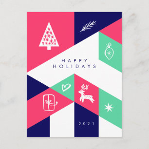 Postal FELIZ FESTIVIDAD Navidades Geométricos Postcard