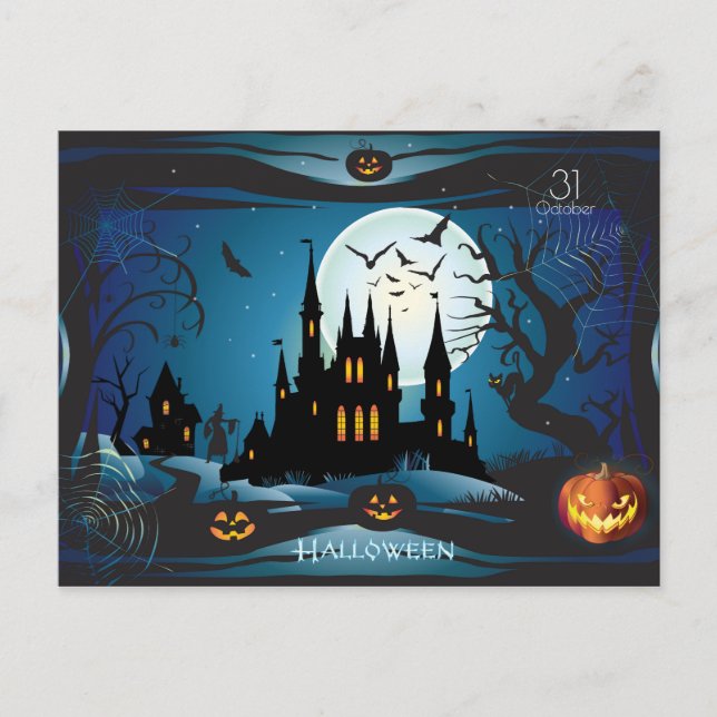 Postal Feliz Fiesta de Halloween "Trate o Truco" (Anverso)