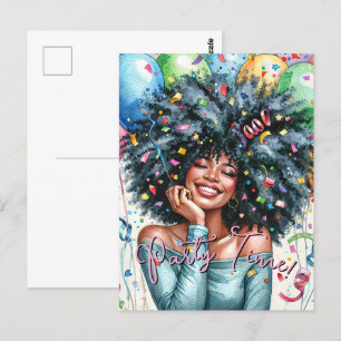 Postal Feliz fiesta de mujer negra