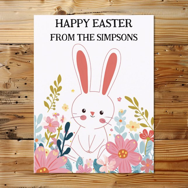 Postal Feliz fiesta de Pascua, conejo Kawaii en familia d (Subido por el creador)