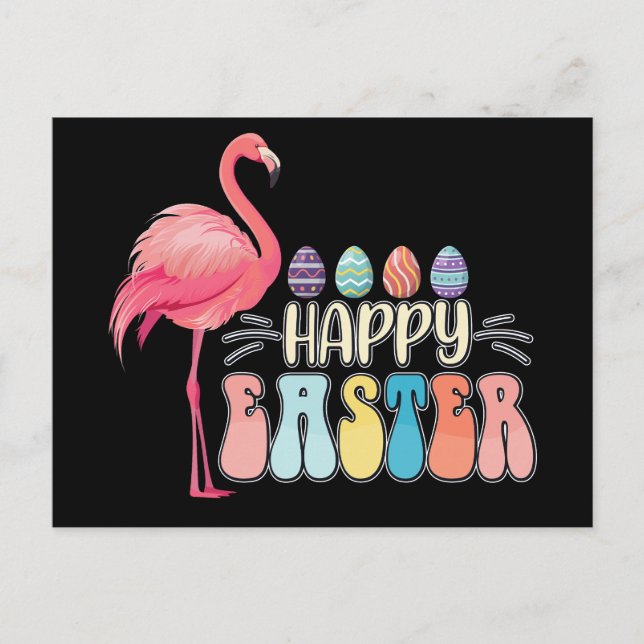 Postal Feliz Flamingo de Pascua (Anverso)