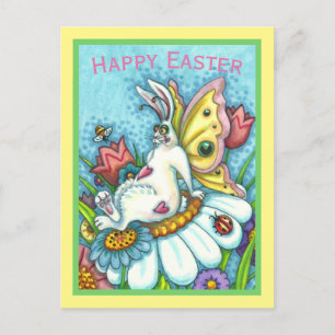 POSTAL FELIZ FLUTTERBUN RABBIT DE ORIENTE, FUNNY BUNNY FA