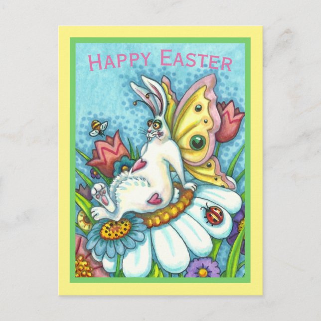 POSTAL FELIZ FLUTTERBUN RABBIT DE ORIENTE, FUNNY BUNNY FA (Anverso)