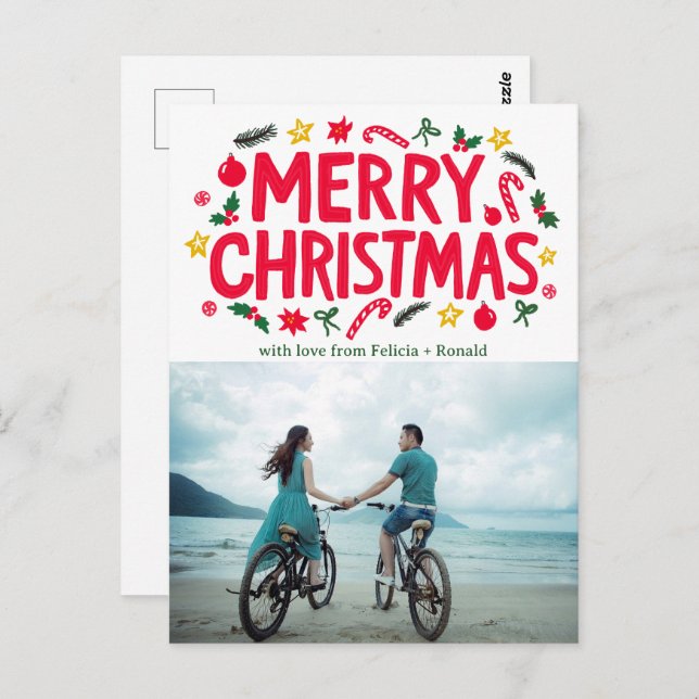 POSTAL FELIZ FOTO DE PERSONALIZADO FERIADO DE NAVIDAD (Anverso / Reverso)