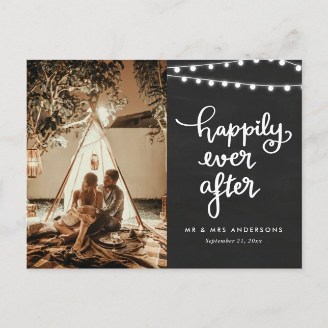 Postal Feliz | Foto del Boda de Chalkboard (Anverso)