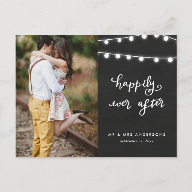 Postal Feliz | Foto del Boda de Chalkboard (Anverso)