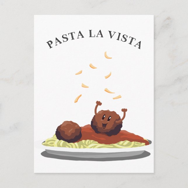 Postal Feliz Fútbol de carne "¡Pasta La Vista!" (Anverso)