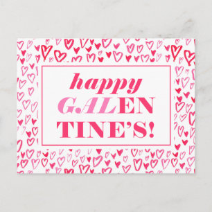 Postal Feliz Galentine   Corazones acuarelas