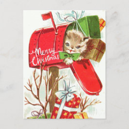 Postal Feliz Gatito de Navidad en el buzón de correo