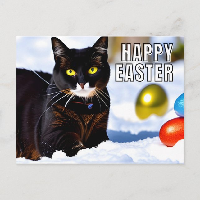 Postal Feliz gato de Pascua (Anverso)